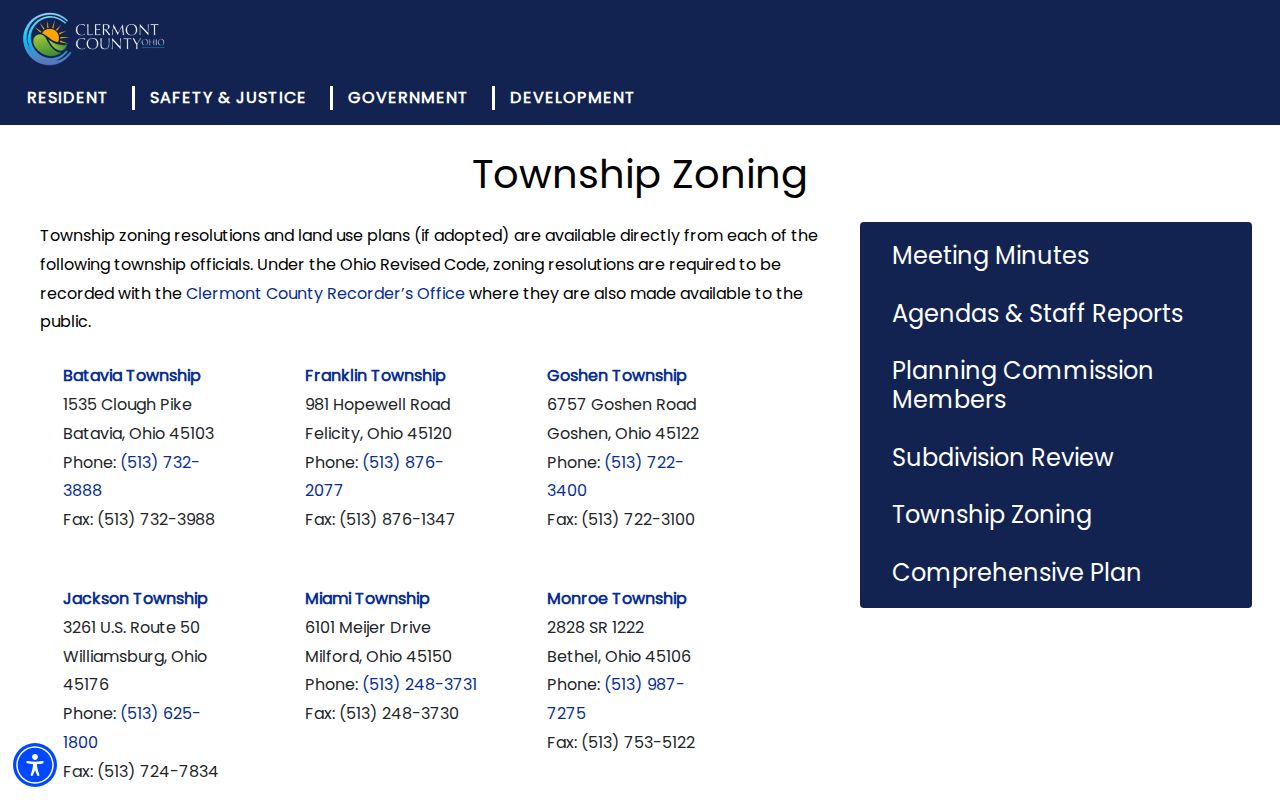 Batavia Township neighbors county township zoning contacts screen