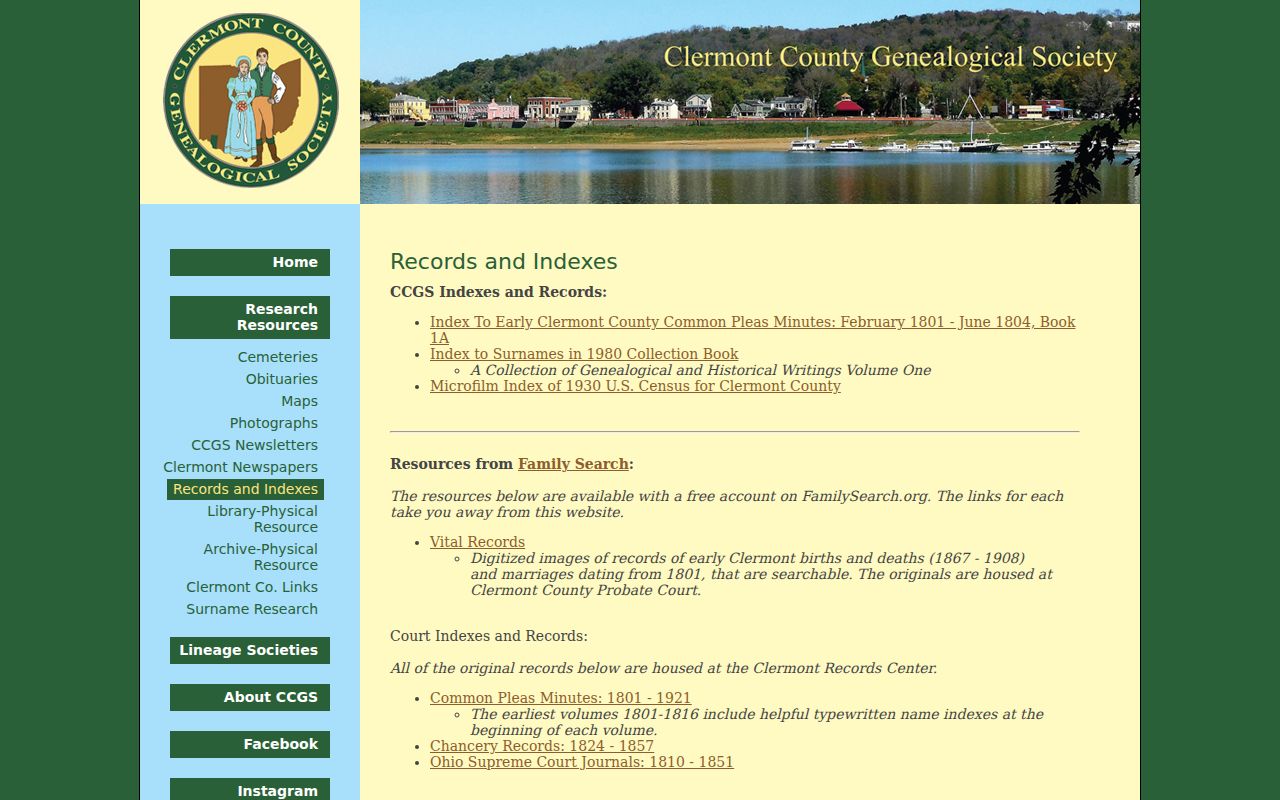 Batavia Township previous residents Clermont genealogy records and indexes