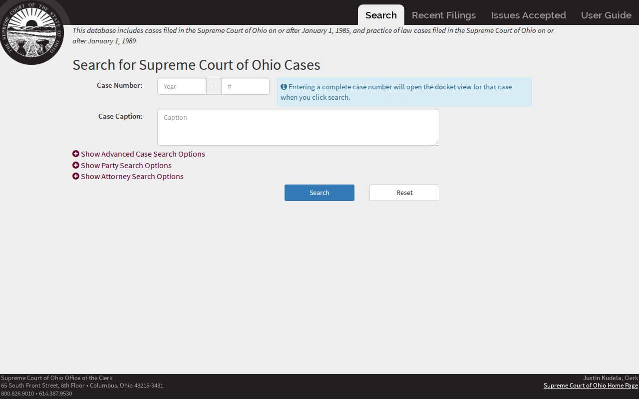 Batavia Township resident lookup Ohio Supreme Court public docket screen