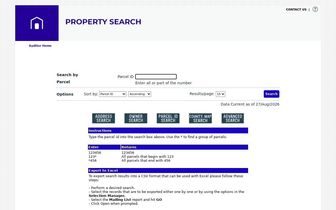 Batavia Township street directory Auditor parcel ID search
