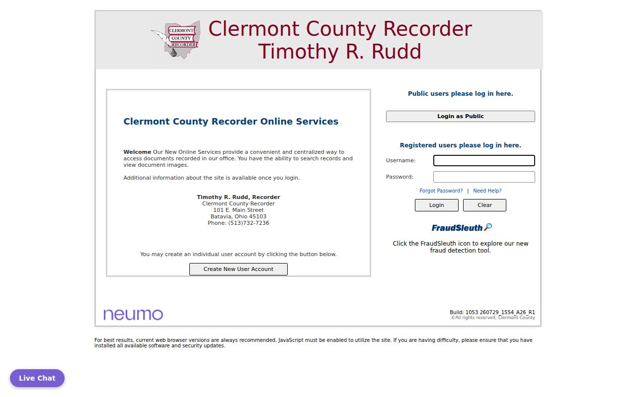 Batavia Township street directory Recorder deed search instructions
